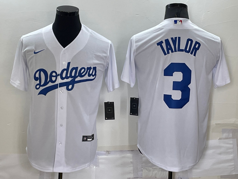 Men's Los Angeles Dodgers Chris Taylor #3 White Baseball Jersey
